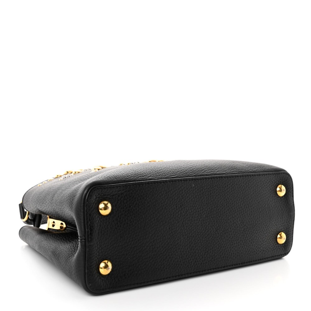 Taurillon Studded Sol Capucines PM Black