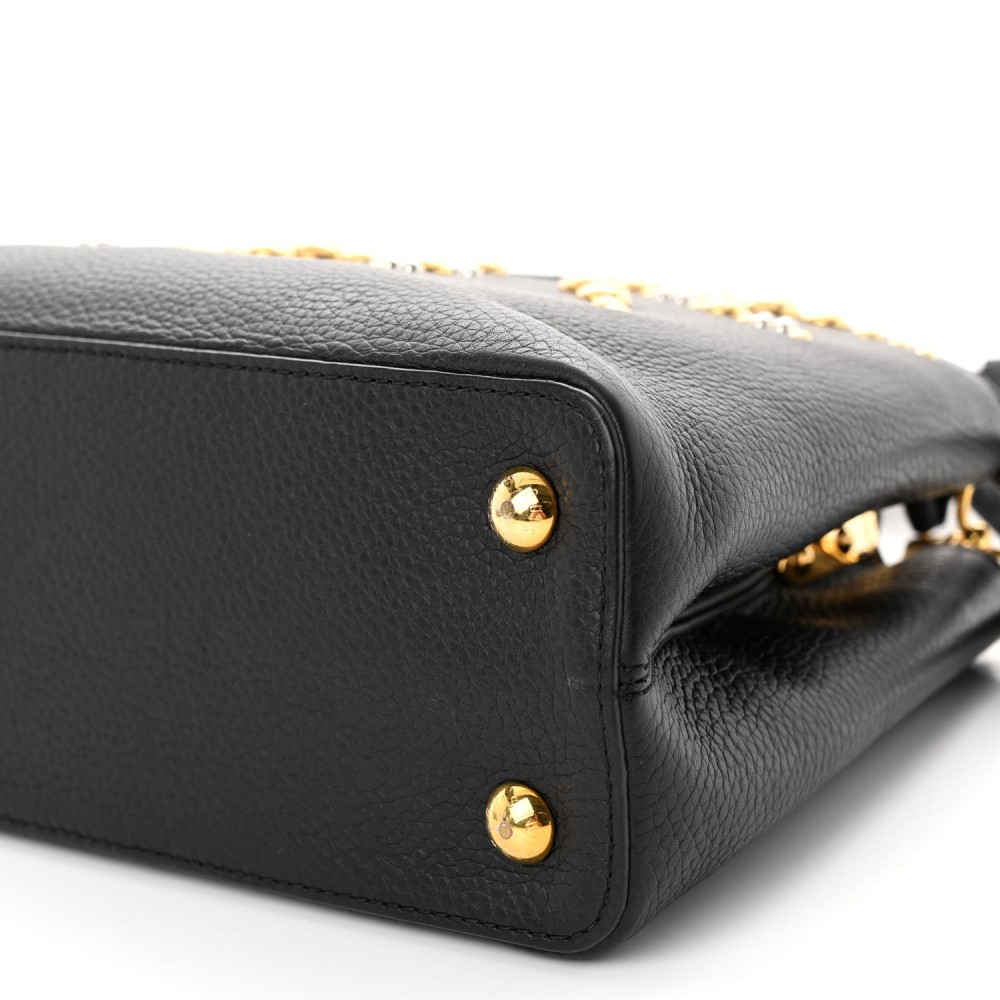 Taurillon Studded Sol Capucines PM Black