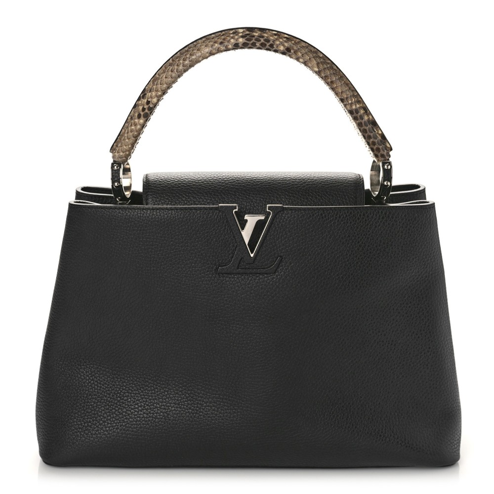 Taurillon Snakeskin Capucines MM Black