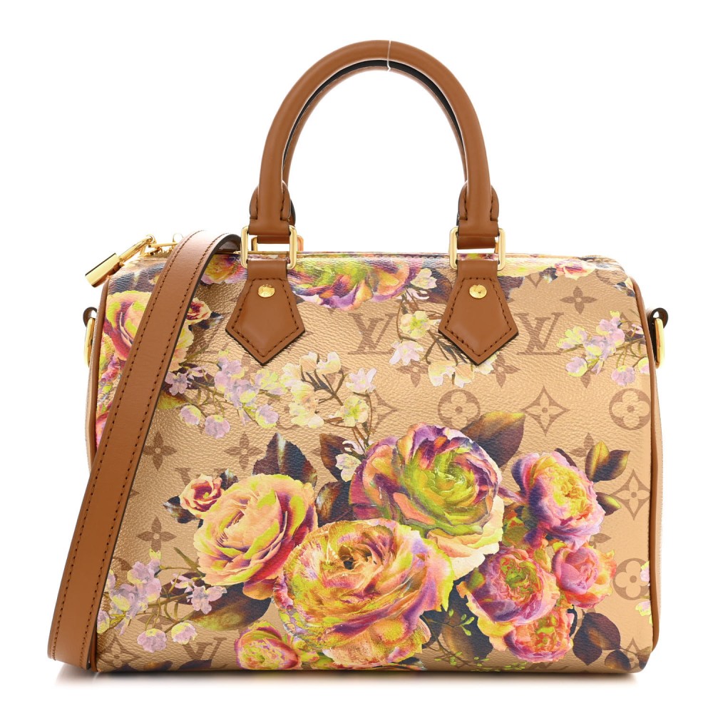 Metallic Monogram LV Garden Speedy Bandouliere 25 Gold