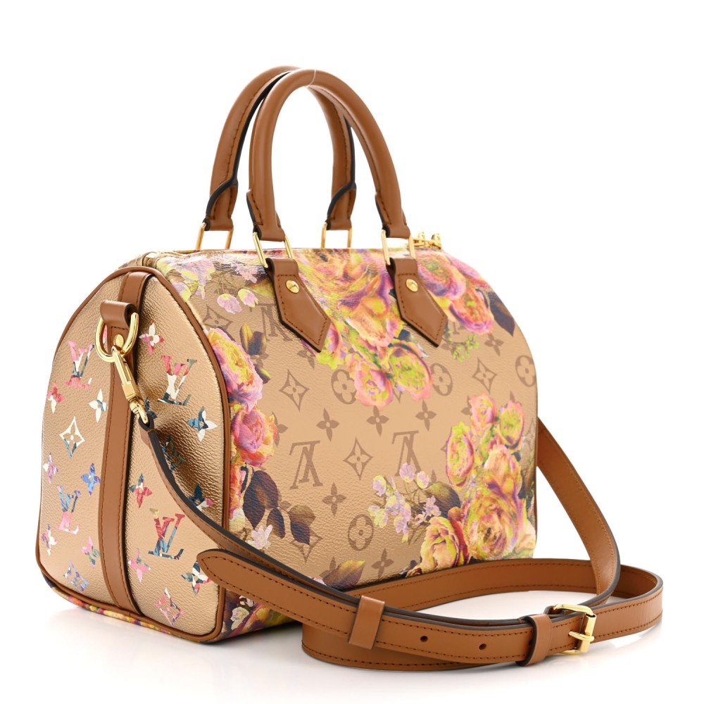 Metallic Monogram LV Garden Speedy Bandouliere 25 Gold