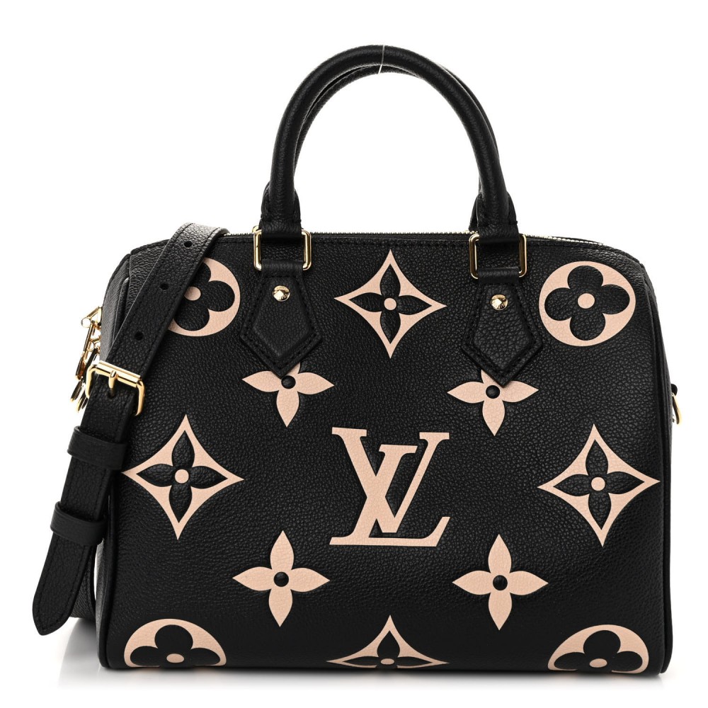 Empreinte Monogram Giant Speedy Bandouliere 25 Black Beige