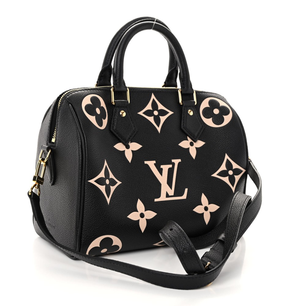 Empreinte Monogram Giant Speedy Bandouliere 25 Black Beige