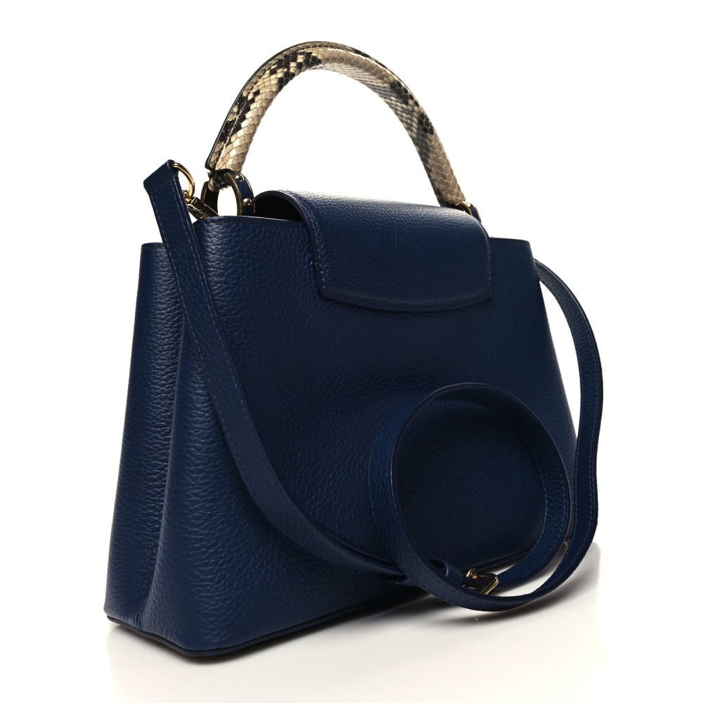 Taurillon Snakeskin Capucines MM Blue