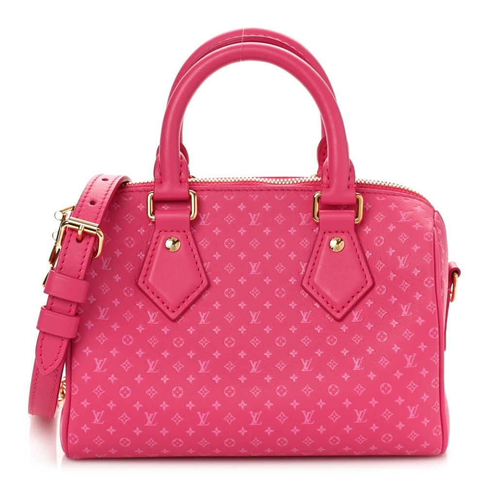 Calfskin Nanogram Embossed Speedy Bandouliere 20 Rose