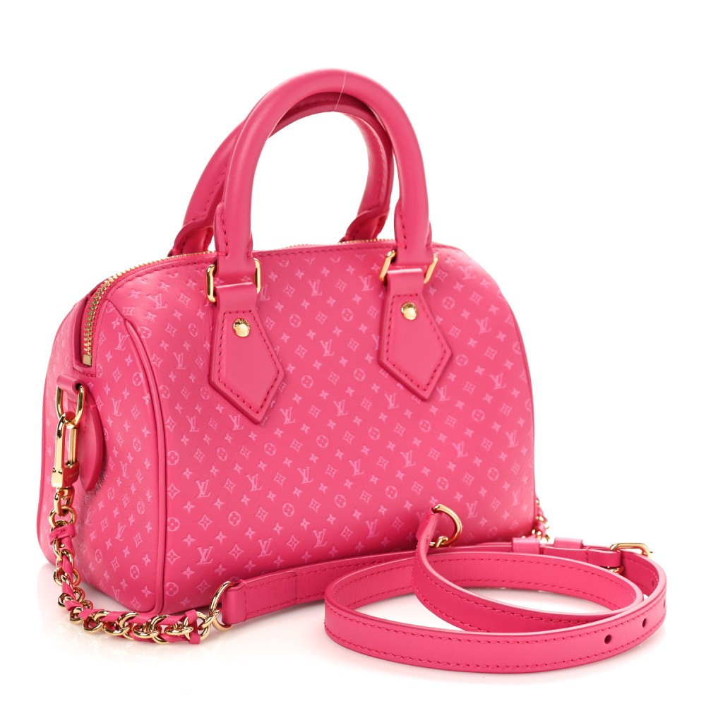 Calfskin Nanogram Embossed Speedy Bandouliere 20 Rose