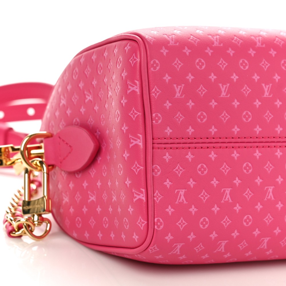 Calfskin Nanogram Embossed Speedy Bandouliere 20 Rose