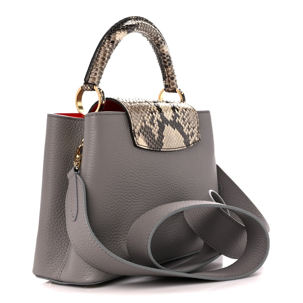 Taurillon Snakeskin Capucines BB Steeple Grey