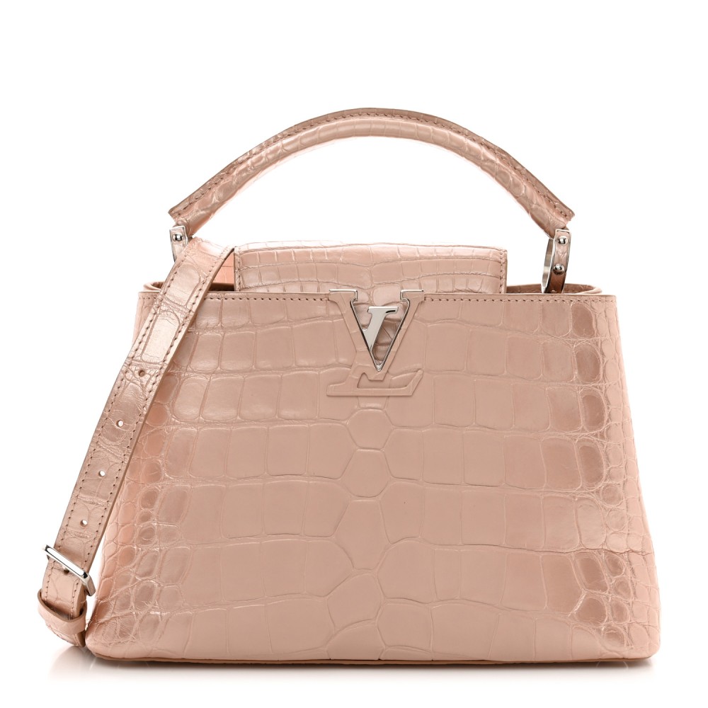 Iridescent Alligator Capucines BB Pink