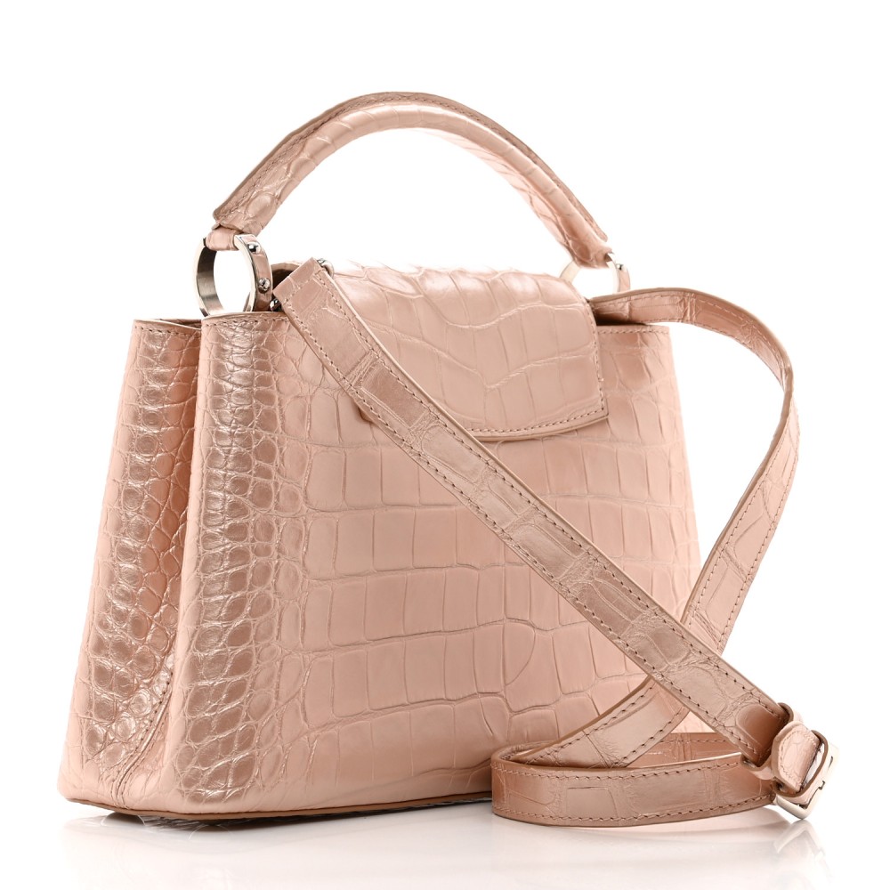 Iridescent Alligator Capucines BB Pink