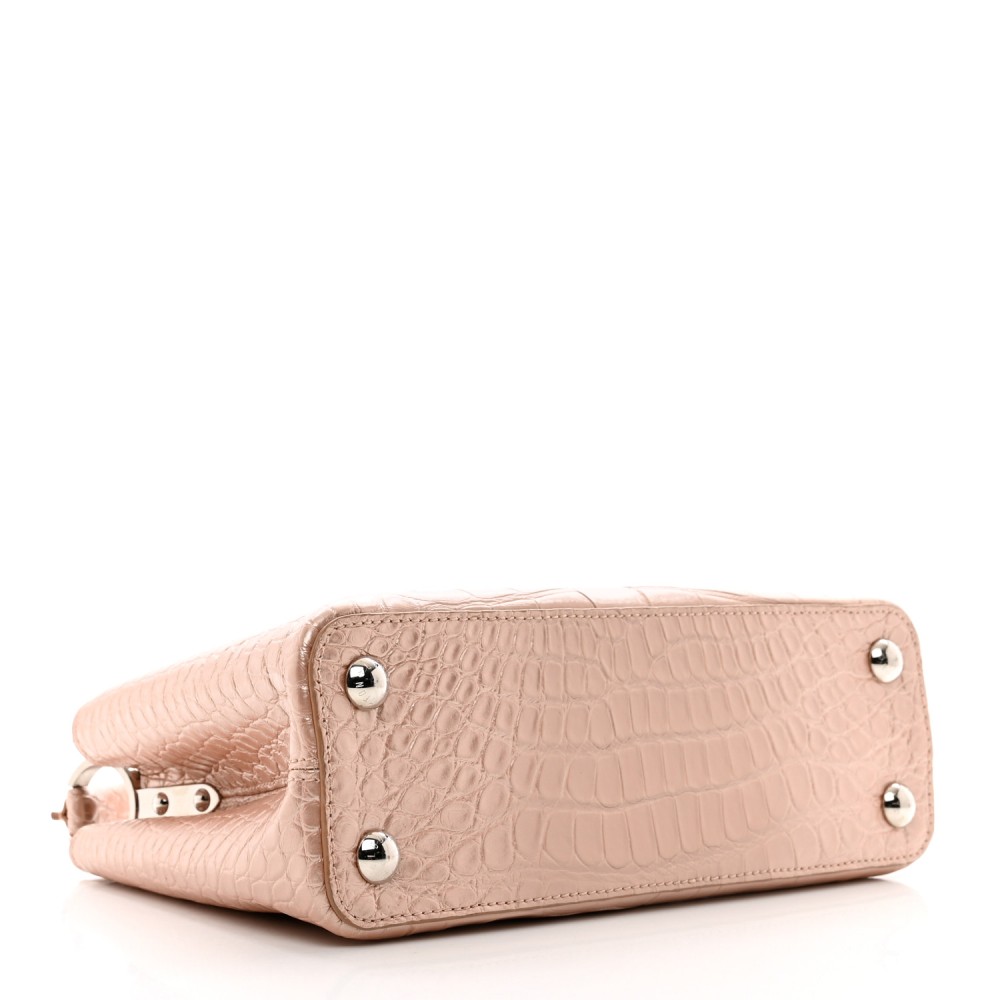 Iridescent Alligator Capucines BB Pink