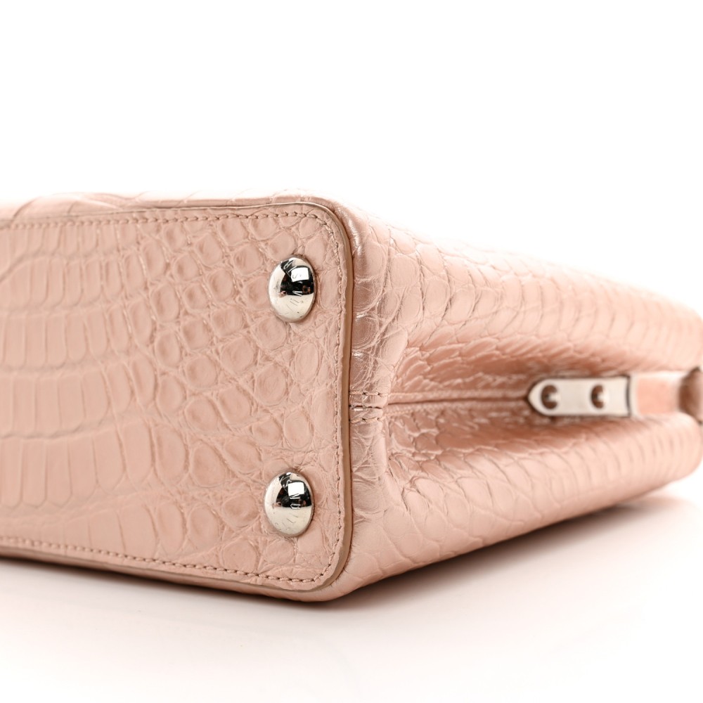 Iridescent Alligator Capucines BB Pink