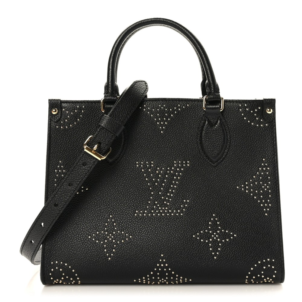 Grained Calfskin Studded Monogram Giant Onthego PM Black