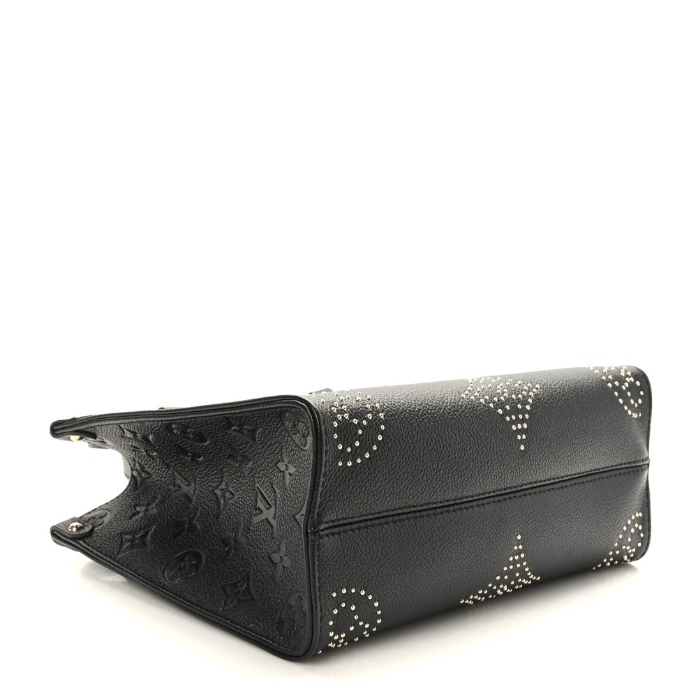 Grained Calfskin Studded Monogram Giant Onthego PM Black