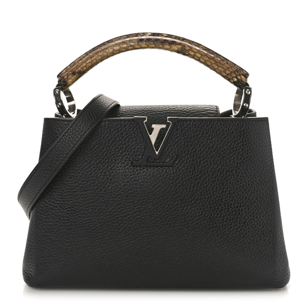 Taurillon Snakeskin Capucines BB Black