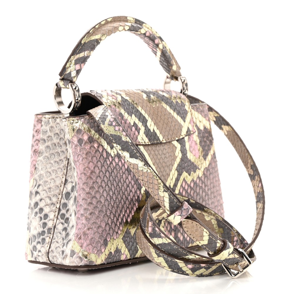 Metallic Snakeskin Capucines Mini Dore