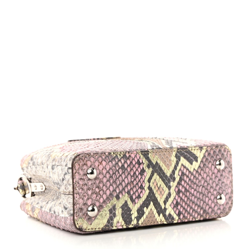 Metallic Snakeskin Capucines Mini Dore