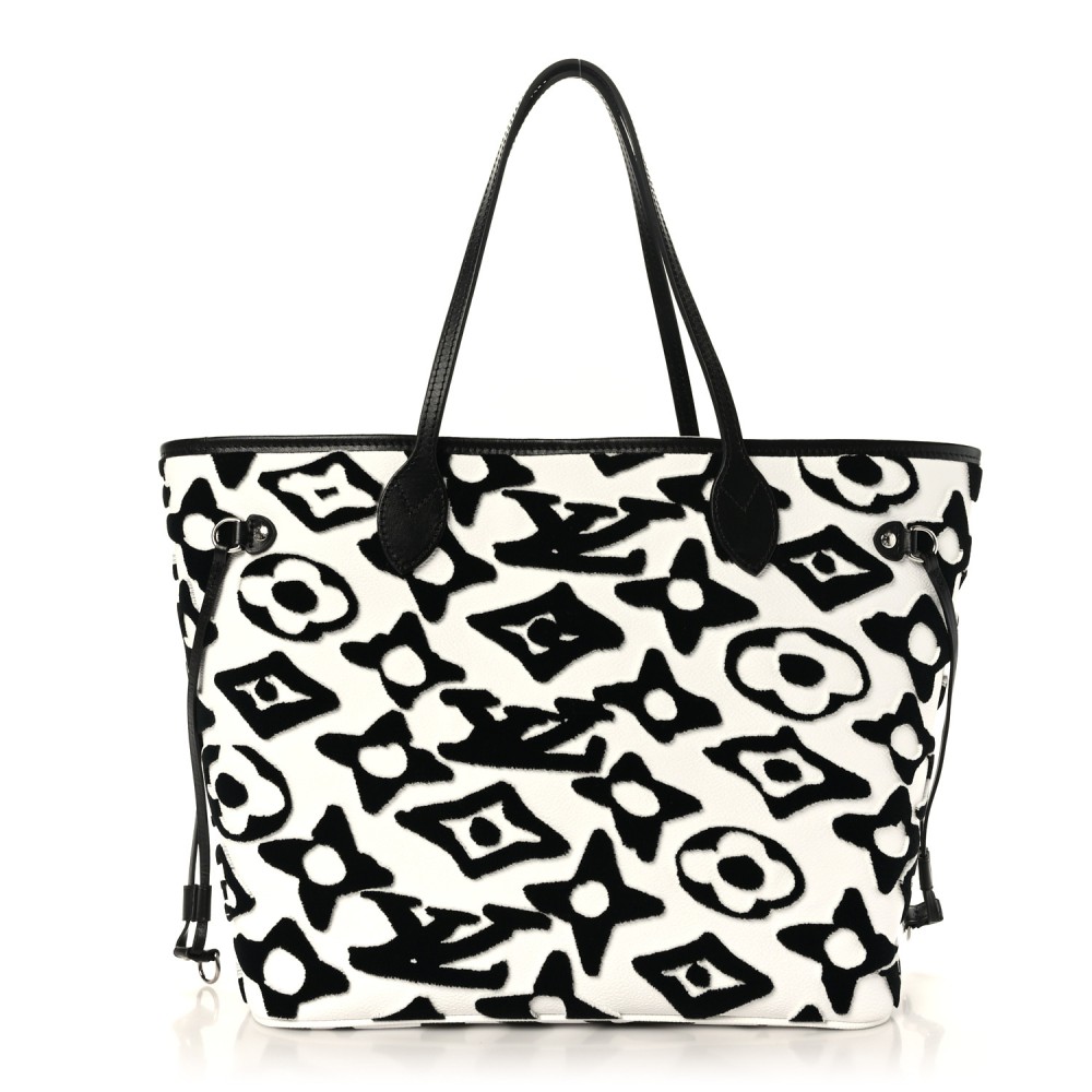 X UF Tufted Monogram Neverfull MM Black White