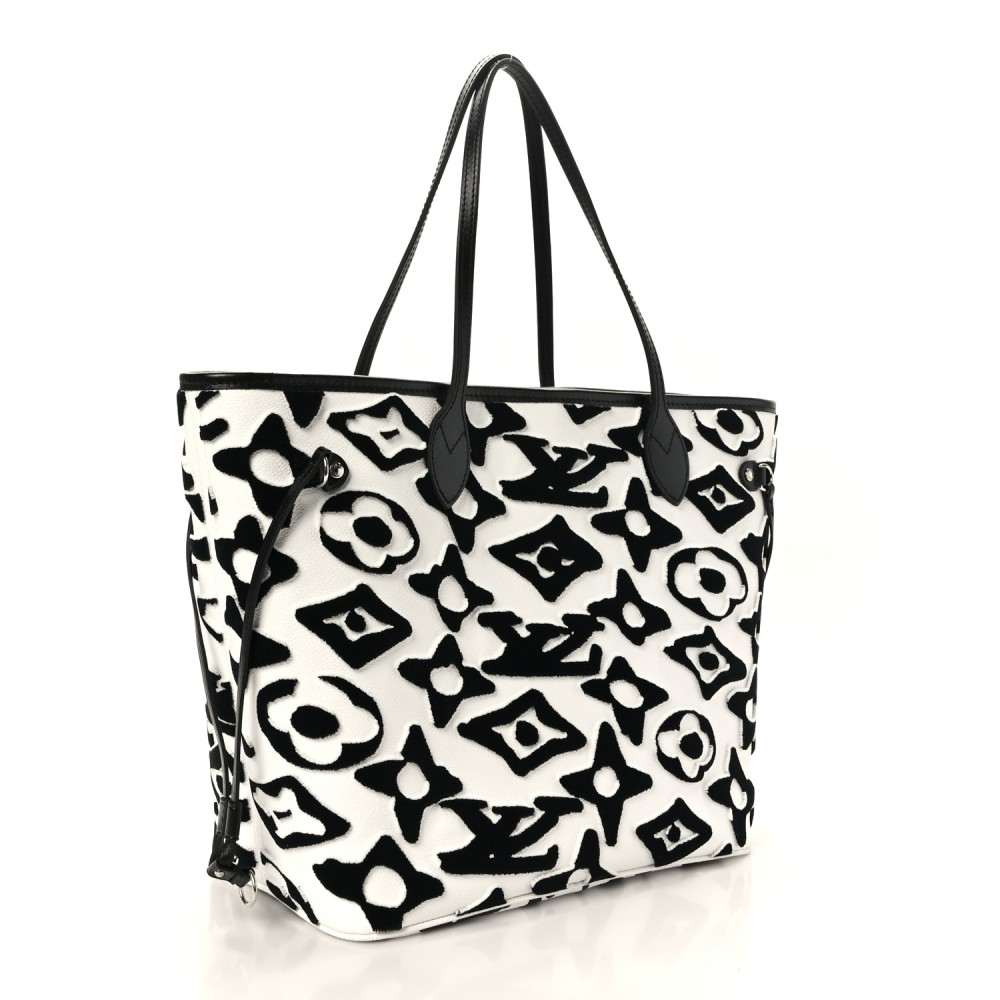 X UF Tufted Monogram Neverfull MM Black White