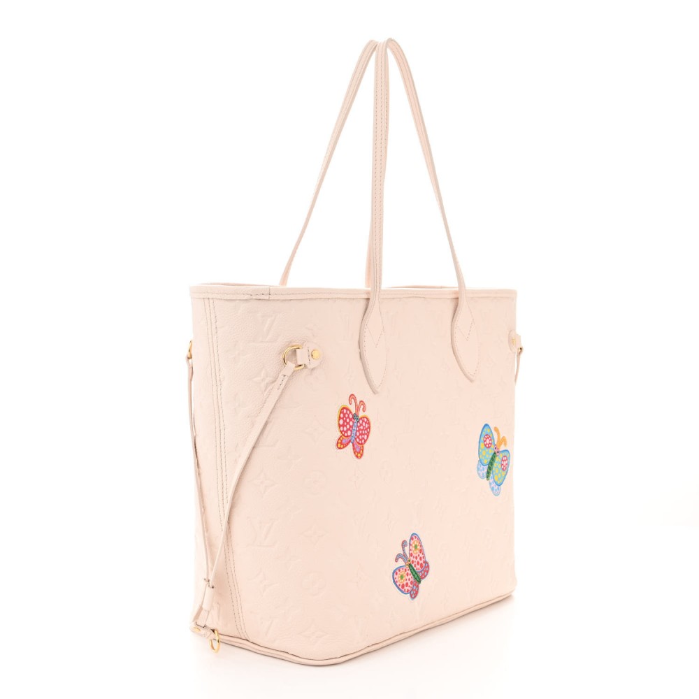 LV X YK Empreinte Inlaid Kusama Flowers Neverfull MM Quartz