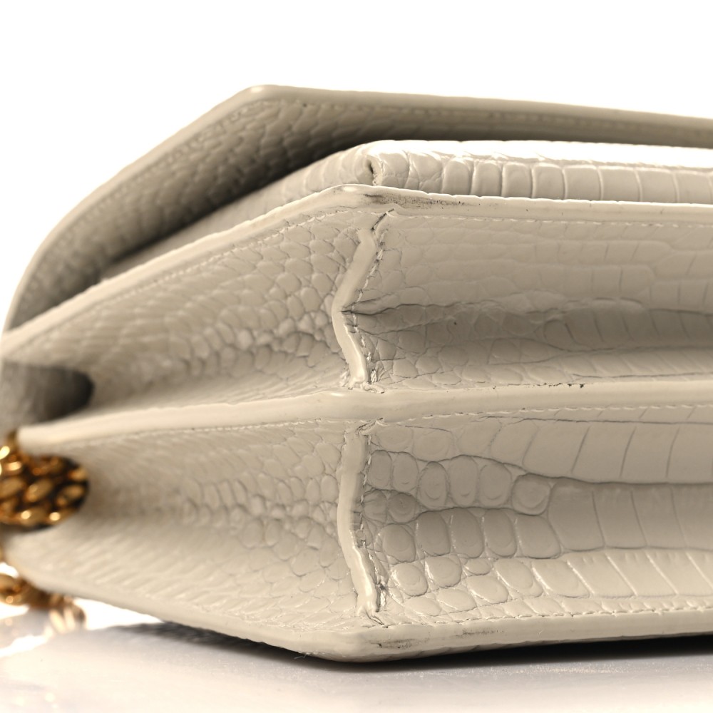 Calfskin Crocodile Embossed Medium Monogram Sunset Blanc Vintage