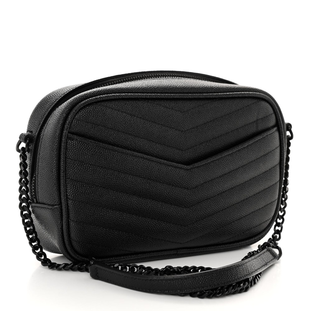 Grain De Poudre Matelasse Monochrome Monogram Mini Lou Camera Bag Black