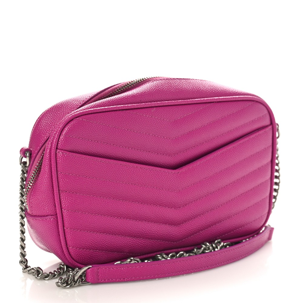 Grain De Poudre Matelasse Monogram Mini Lou Camera Bag Fuxia Electrique