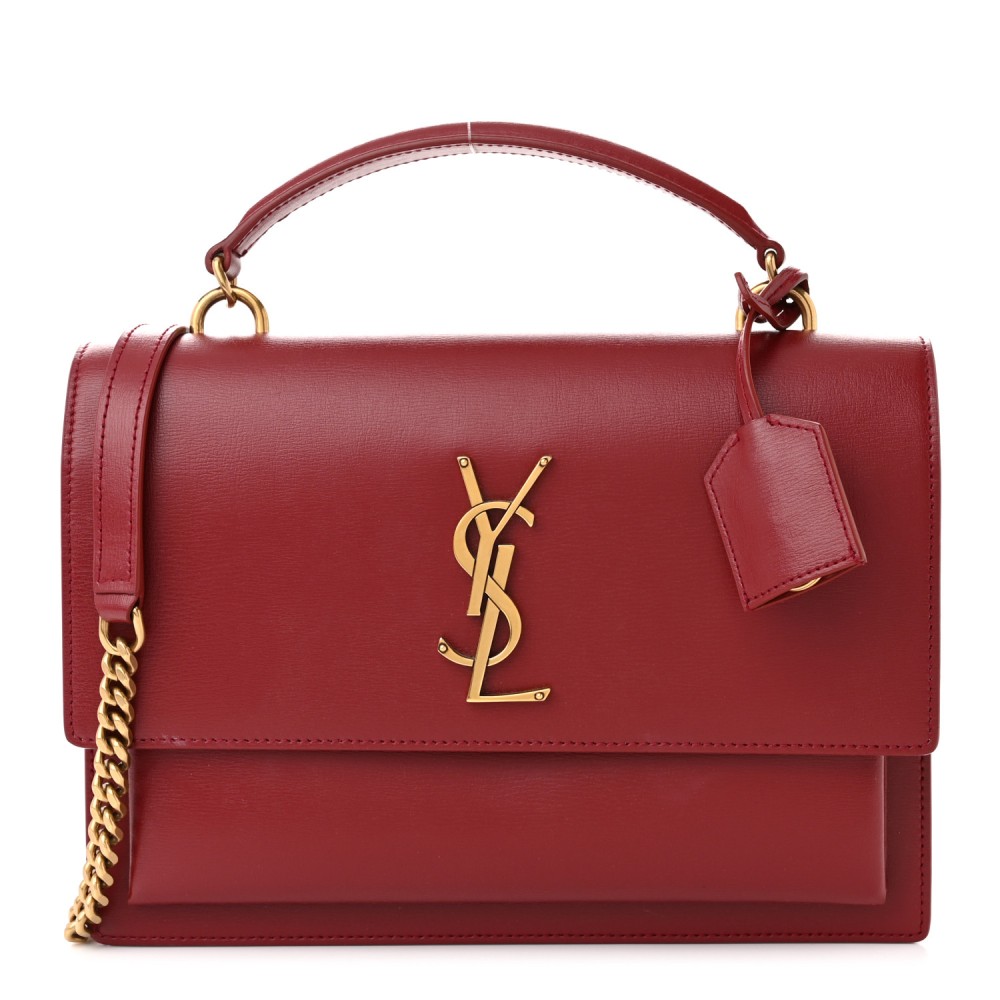 Smooth Calfskin Medium Monogram Sunset Satchel Rouge Opyum