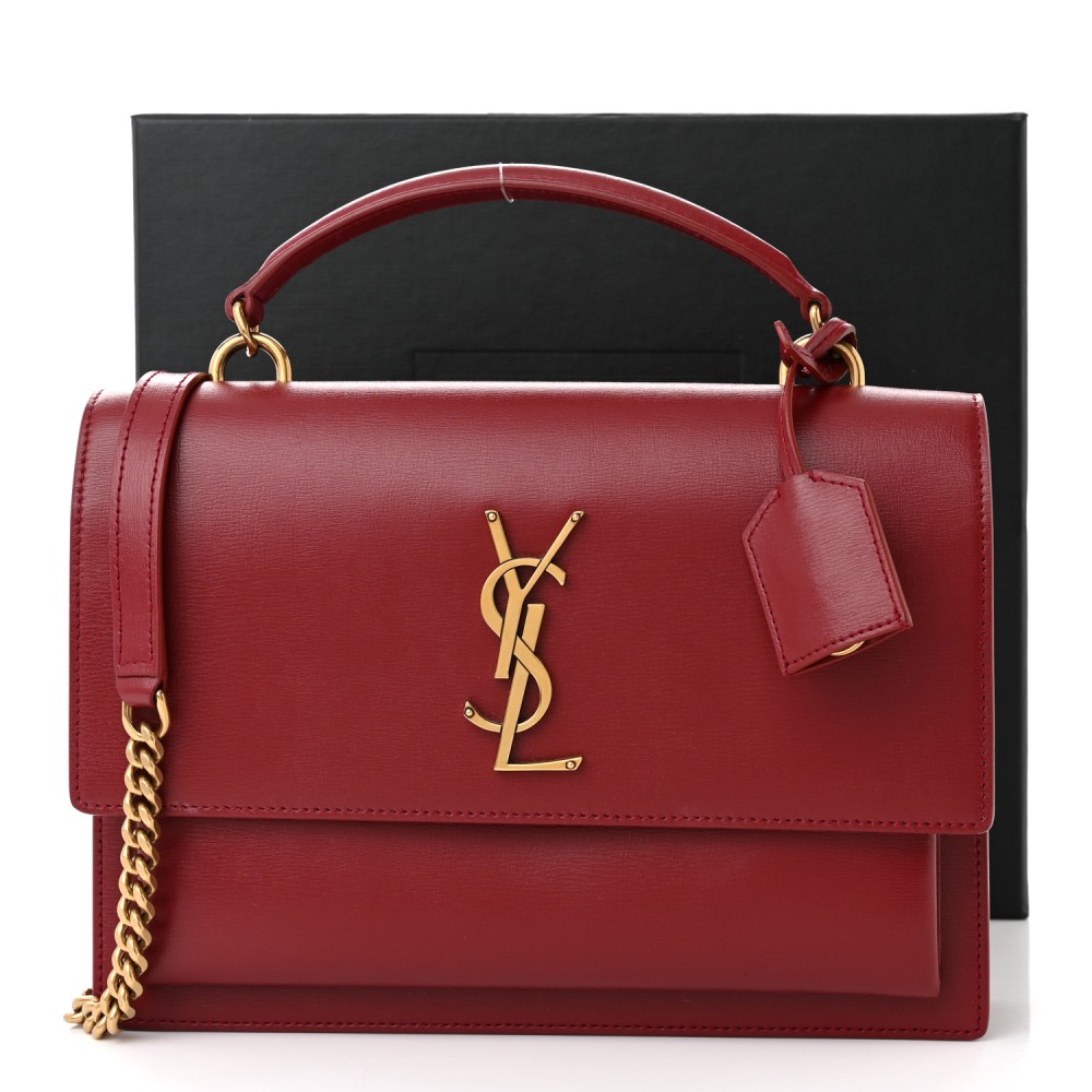 Smooth Calfskin Medium Monogram Sunset Satchel Rouge Opyum