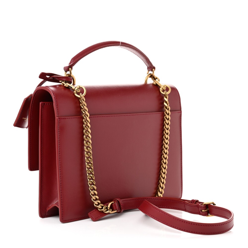 Smooth Calfskin Medium Monogram Sunset Satchel Rouge Opyum