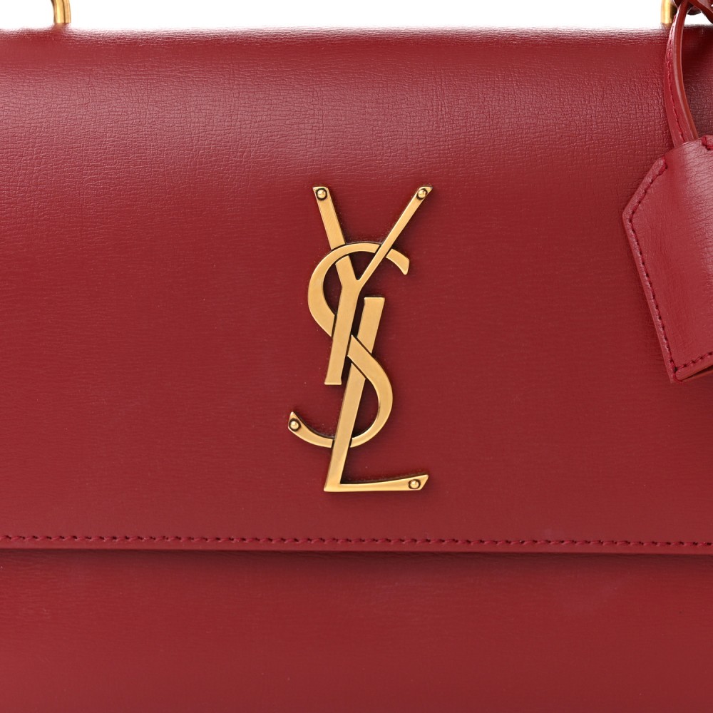 Smooth Calfskin Medium Monogram Sunset Satchel Rouge Opyum