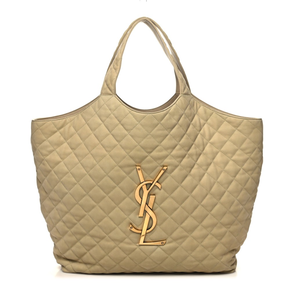 Nubuck Suede Quilted Maxi Icare Shopping Tote Beige