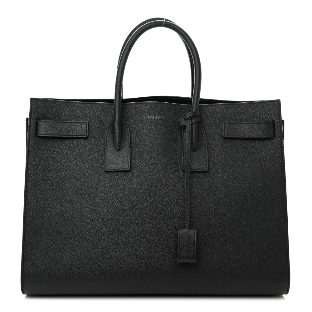 Grained Calfskin Large Sac De Jour Carryall Black