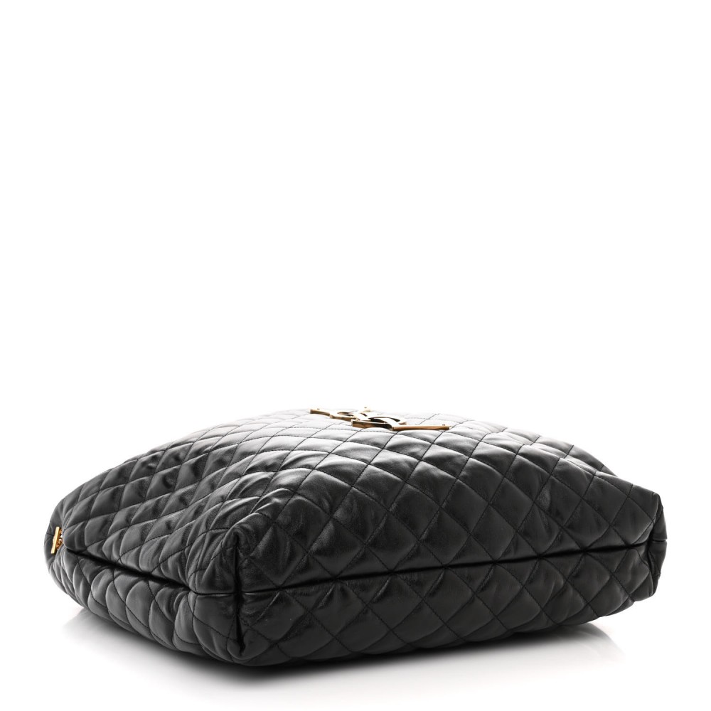 Lambskin Quilted Maxi Icare Shopping Tote Black