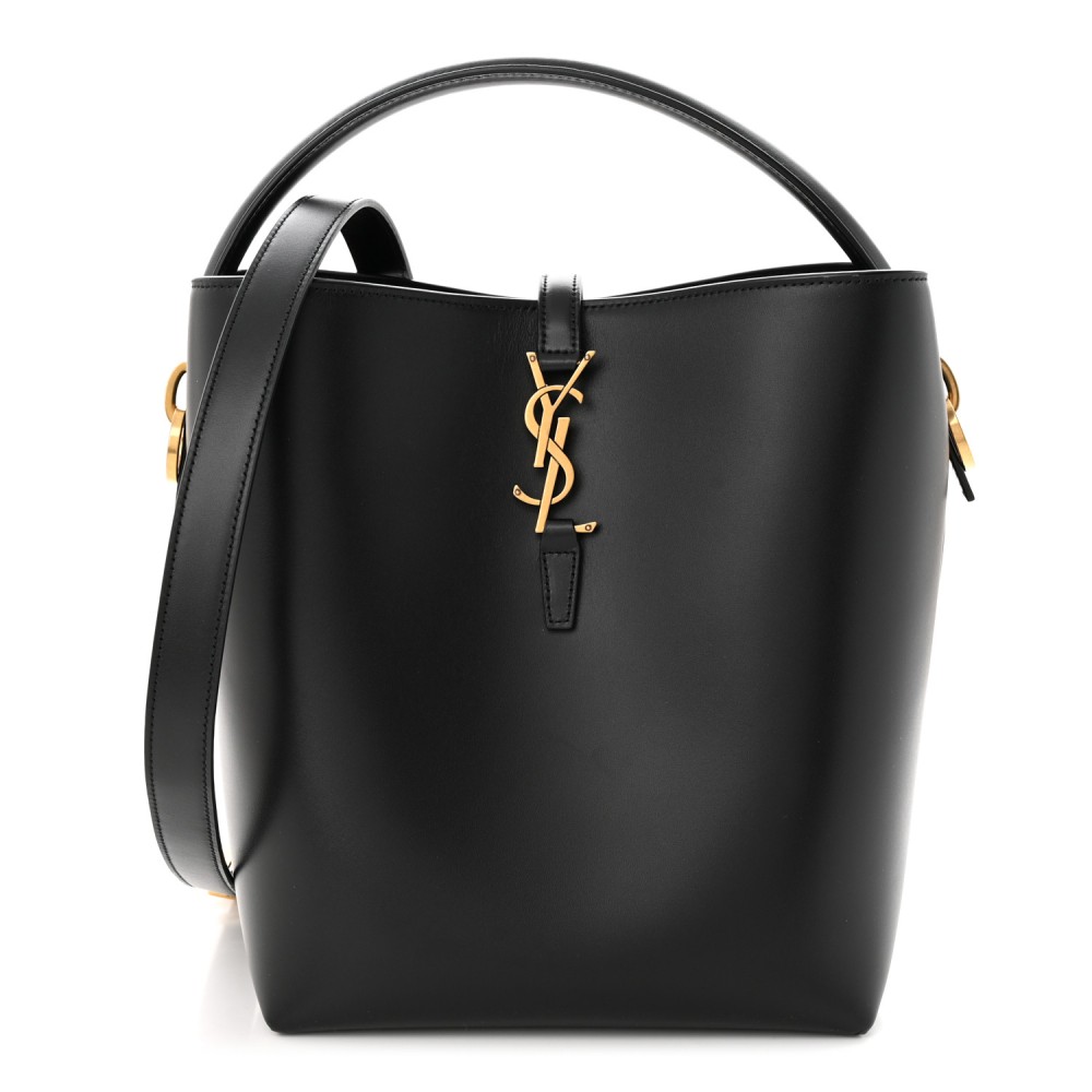 Shiny Calfskin Le 37 Bucket Bag Black