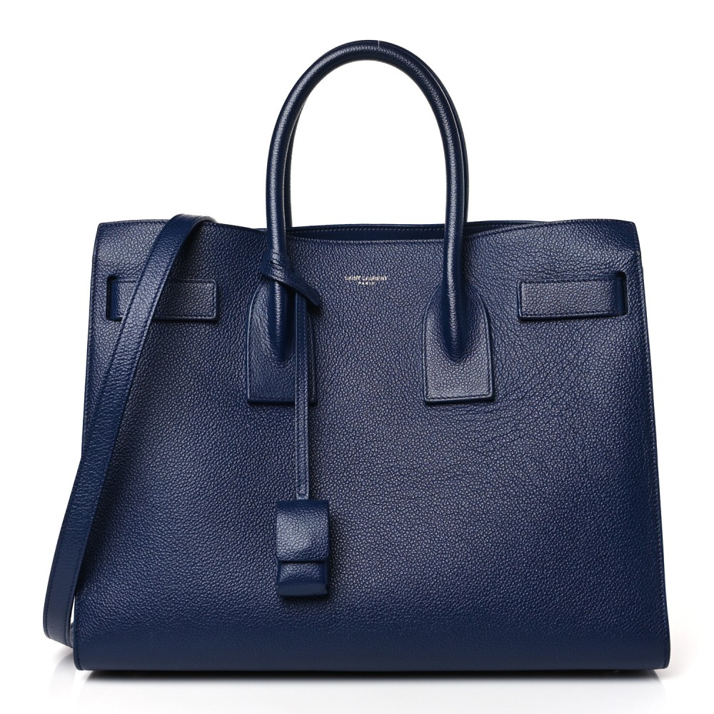 Grained Calfskin Small Sac De Jour Navy