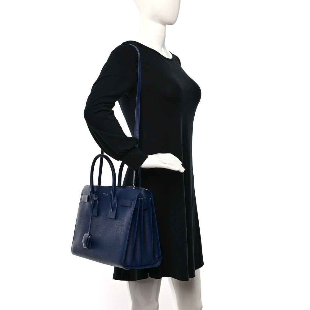 Grained Calfskin Small Sac De Jour Navy