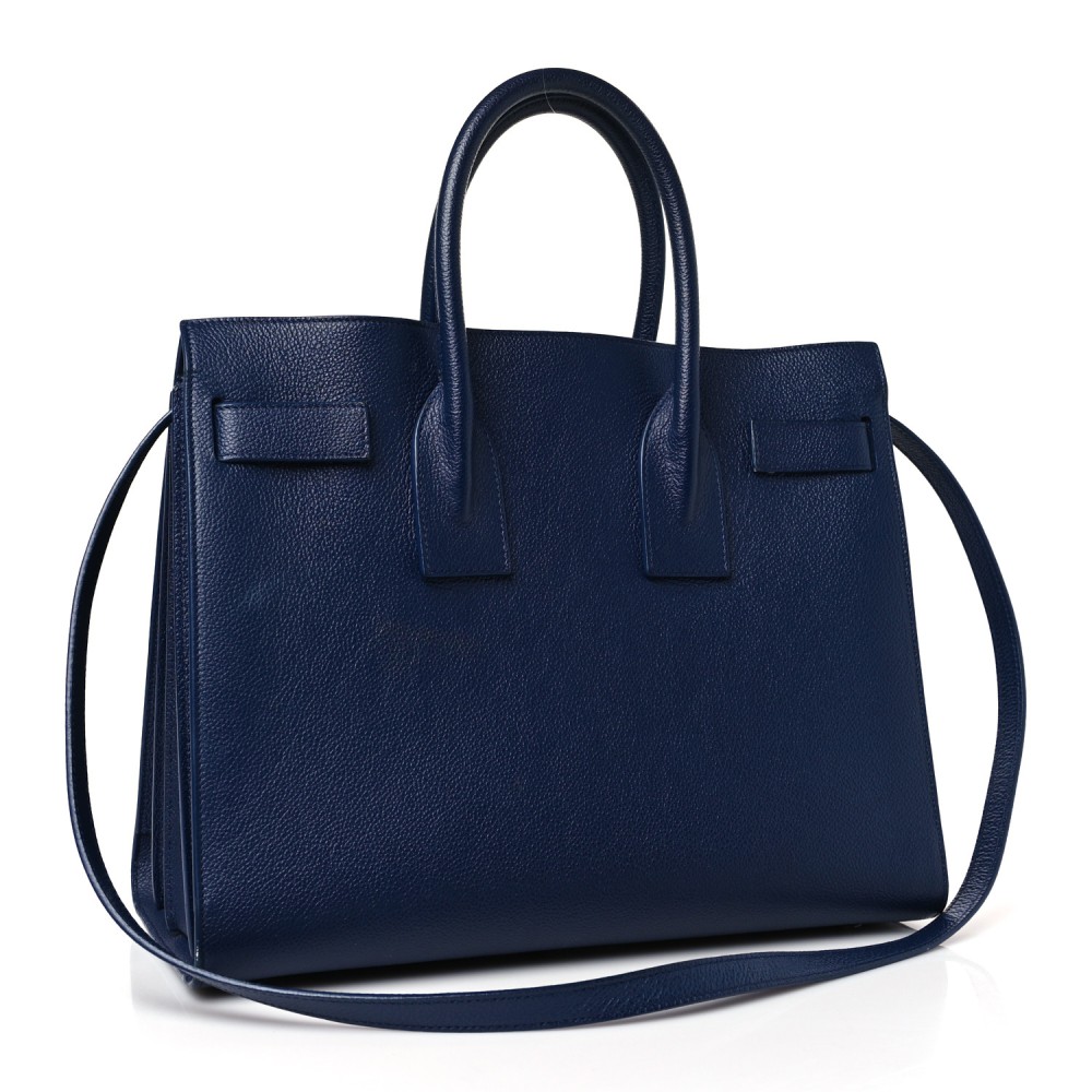 Grained Calfskin Small Sac De Jour Navy