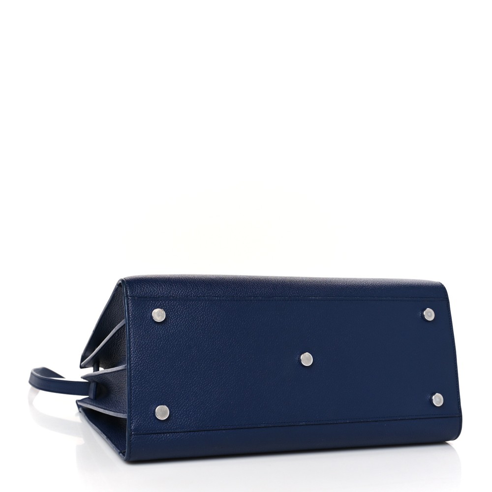 Grained Calfskin Small Sac De Jour Navy