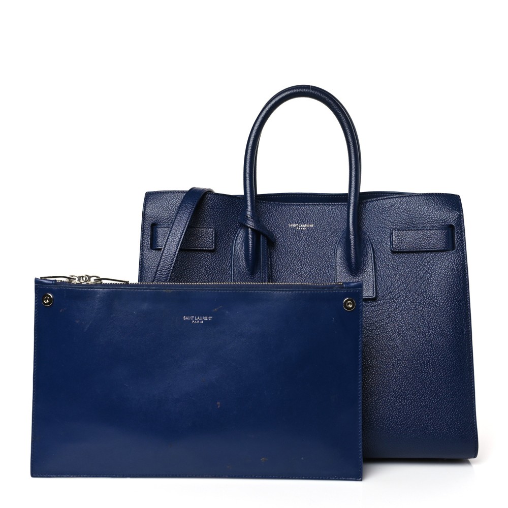 Grained Calfskin Small Sac De Jour Navy