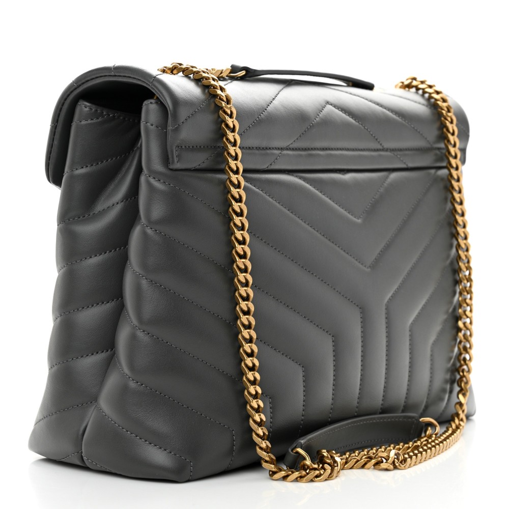 Calfskin Y Quilted Monogram Medium Loulou Chain Satchel Storm