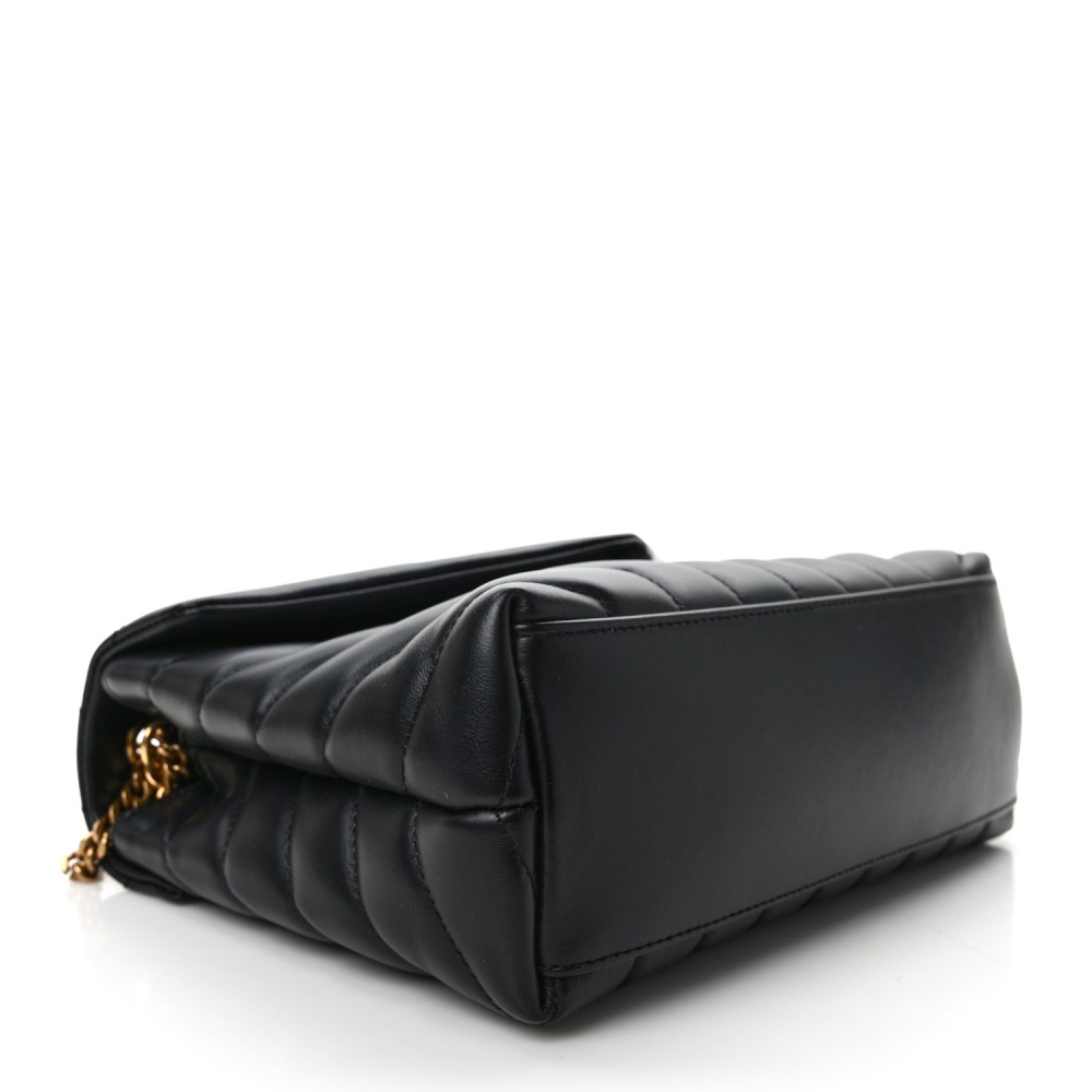 Calfskin Y Quilted Monogram Small Loulou Chain Satchel Black