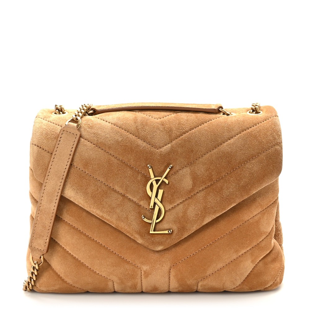 Suede Calfskin Y Quilted Monogram Small Loulou Chain Satchel Cinnamon