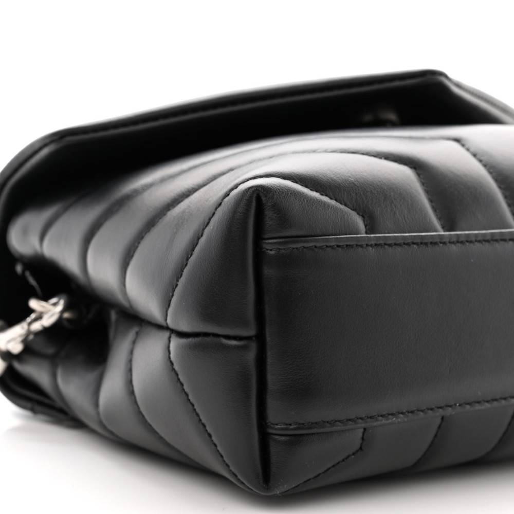 Calfskin Y Quilted Monogram Toy Loulou Crossbody Bag Black