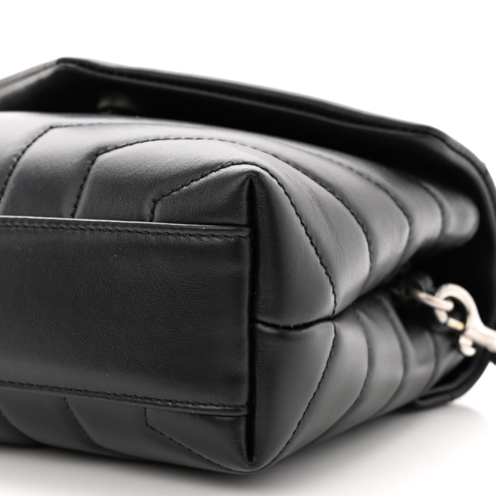 Calfskin Y Quilted Monogram Toy Loulou Crossbody Bag Black