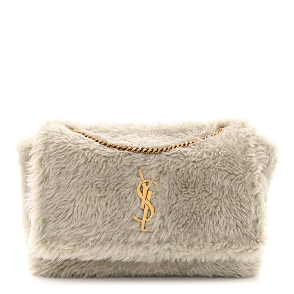 Shearling Medium Monogram Kate Satchel Grey