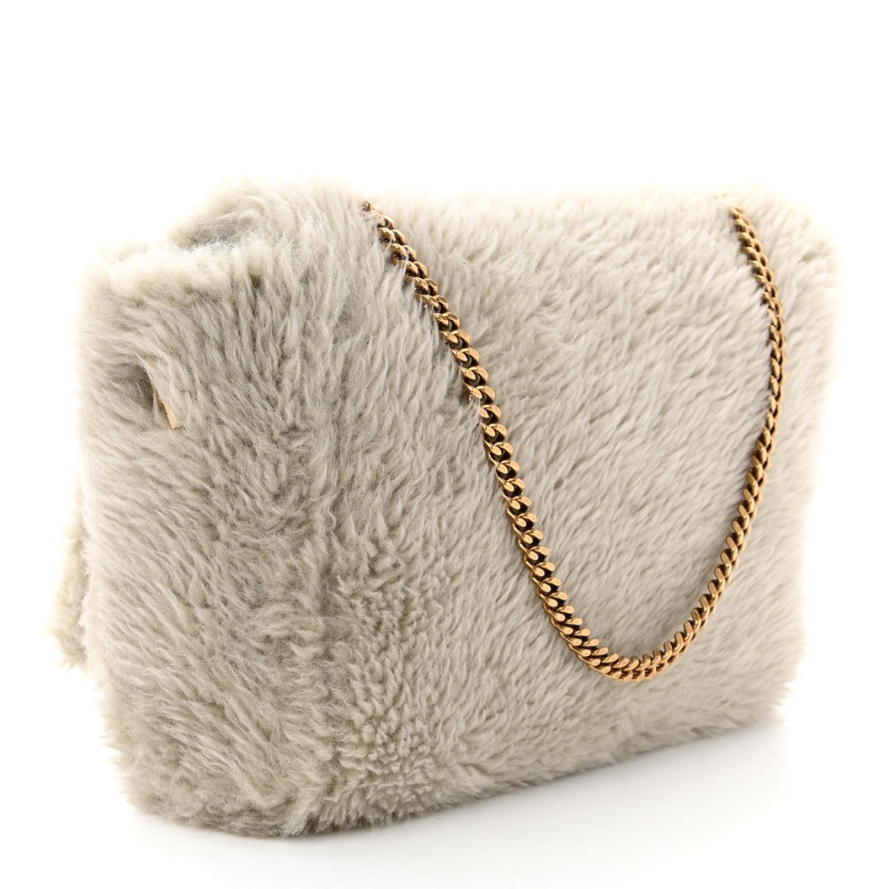 Shearling Medium Monogram Kate Satchel Grey