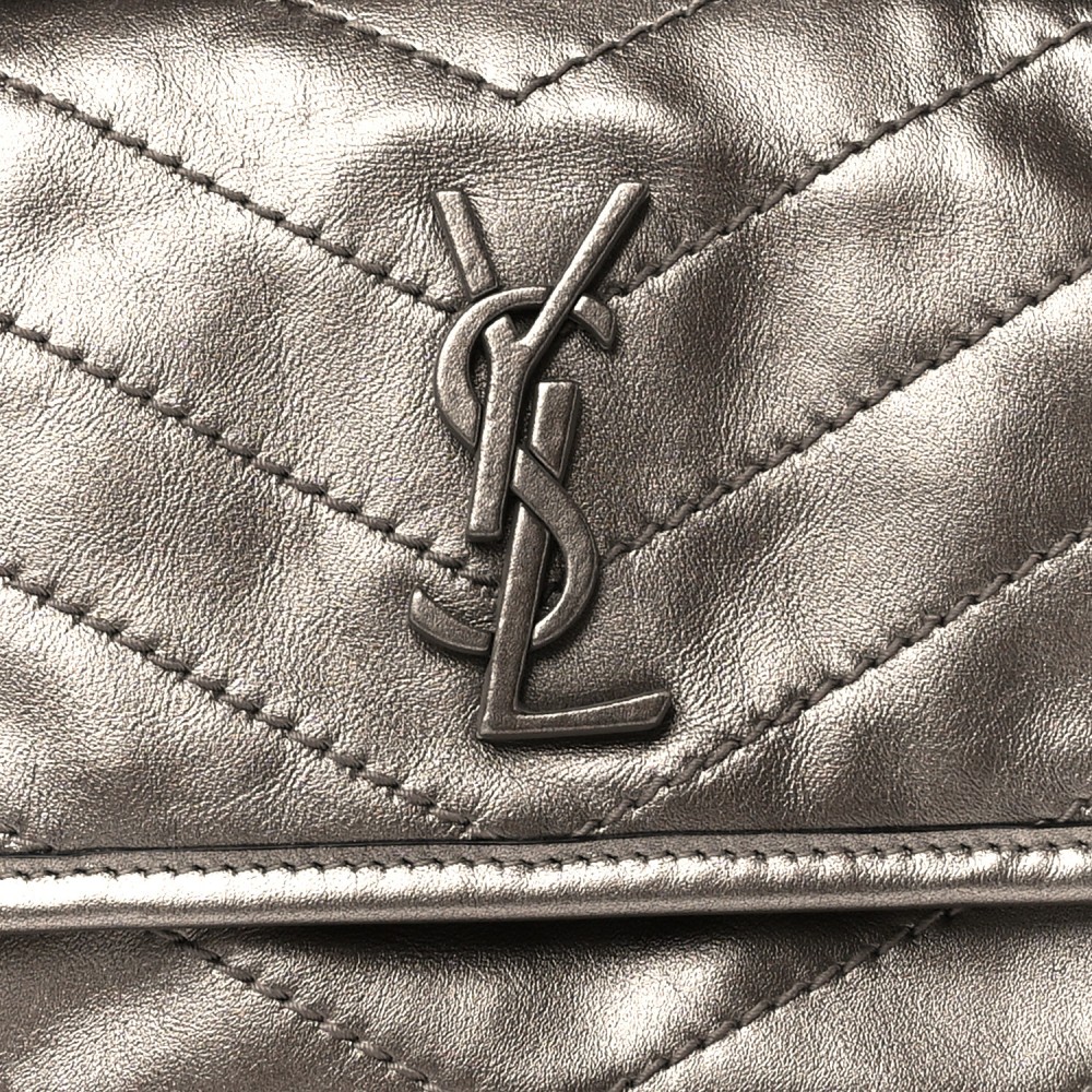 Crinkled Calfskin Matelasse Monogram Baby Niki Chain Satchel Platinum