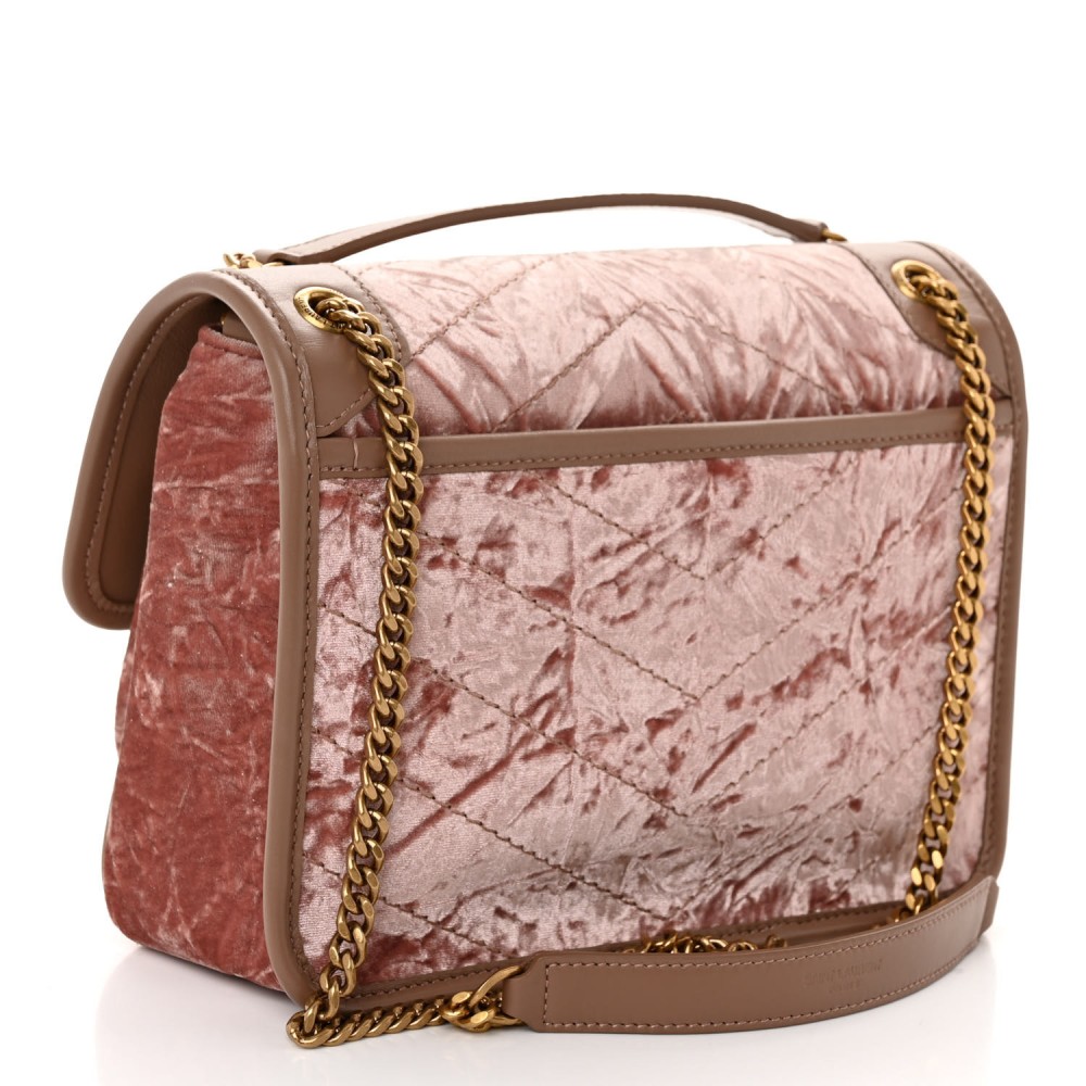 Velvet Monogram Matelasse Baby Niki Chain Satchel Pink