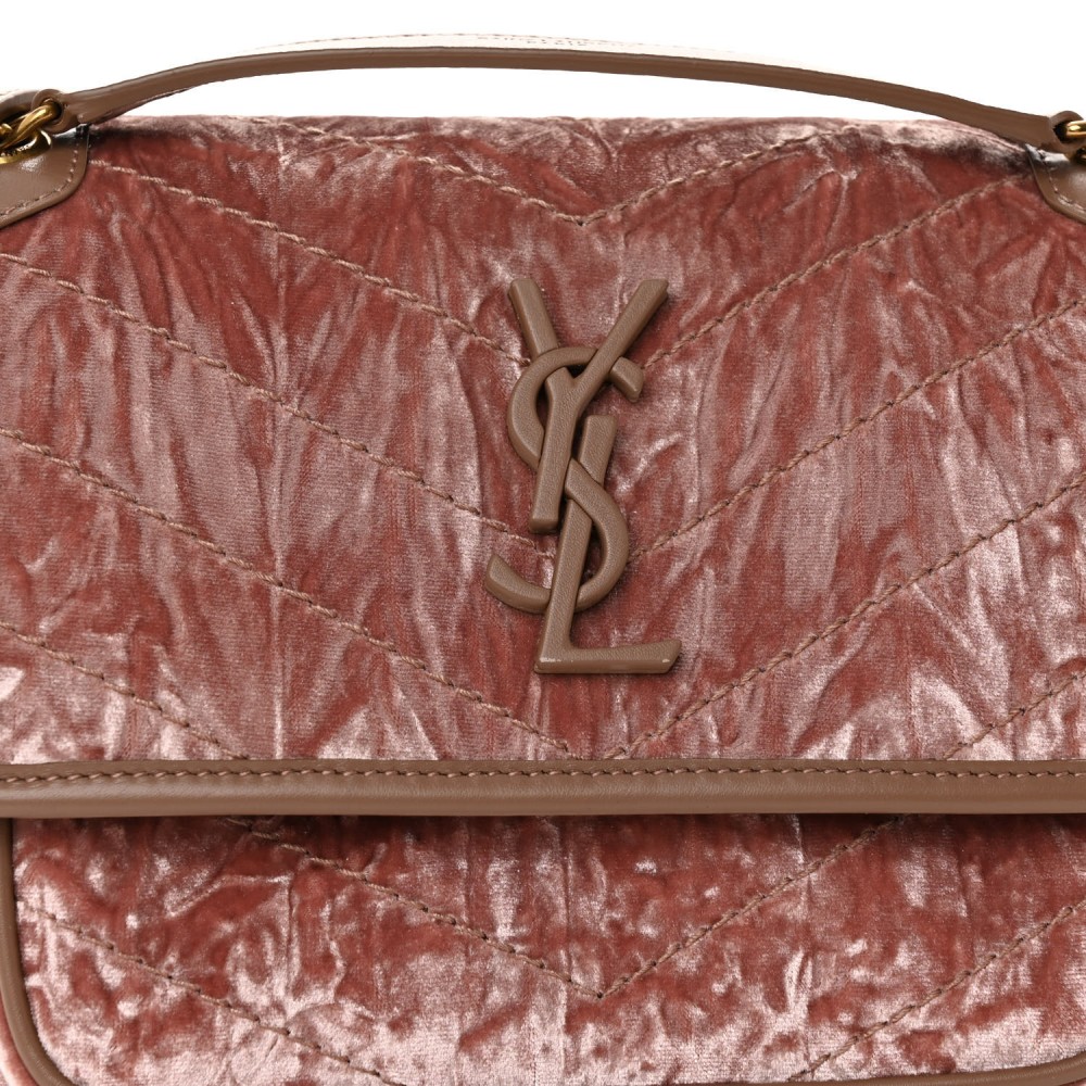 Velvet Monogram Matelasse Baby Niki Chain Satchel Pink